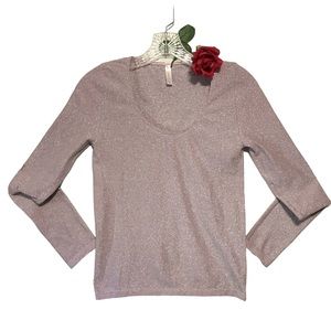 Victorias secret sexy metallic Long sleeve pink top SPARKLES Med EUC Like new